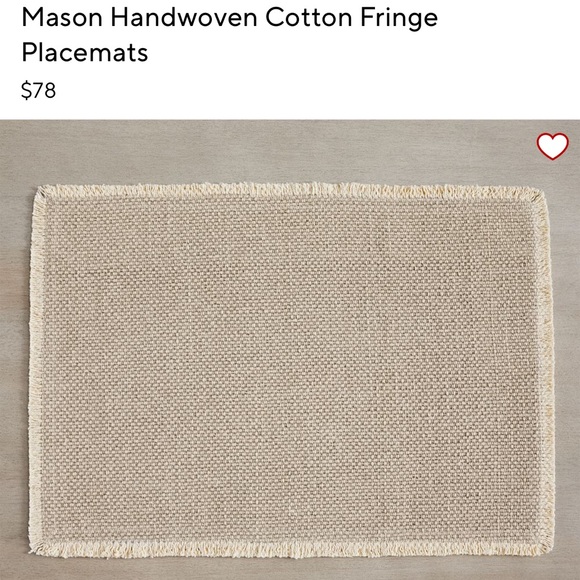 Set of 4 Mason Fringe Placemats from Pottery Barn - Soft Gray - Picture 4 of 5